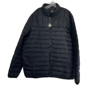 Swiss Tech black puffer jacket men's xl tall winter snow warm minimal everyday